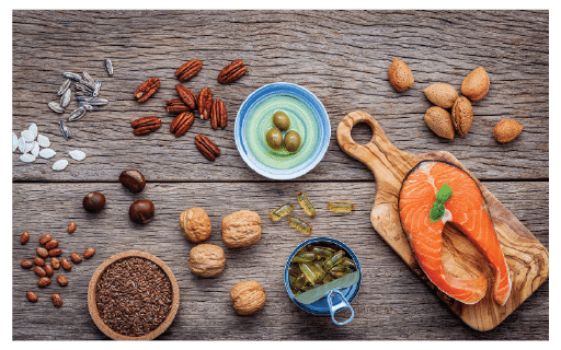 foods high in omega-3 on table
