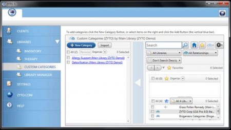 ZYTO Select custom categories screen shot