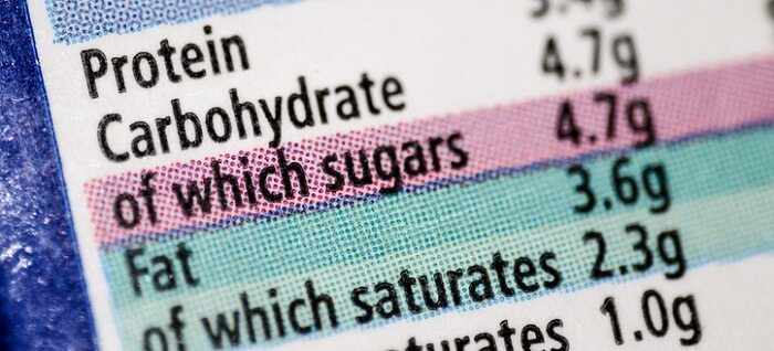 label with nutrition data