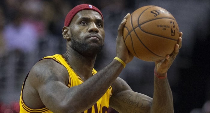 lebron james shooting ball