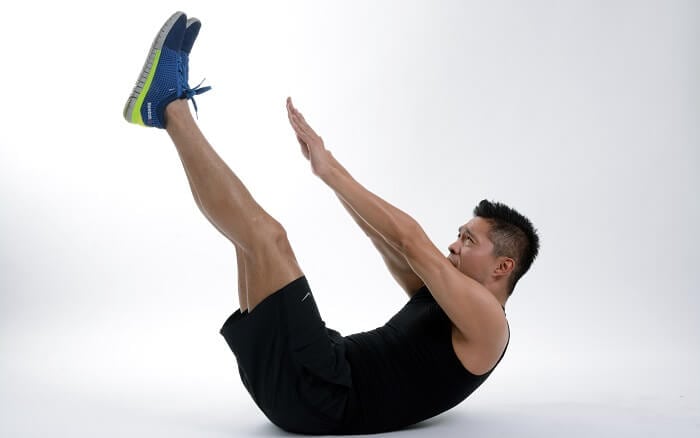 man doing crunches