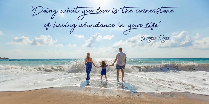 family on beach - wayne dyer quote