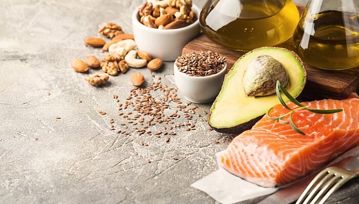 healthy fats - avocado, nuts, seeds, oil, and salmon