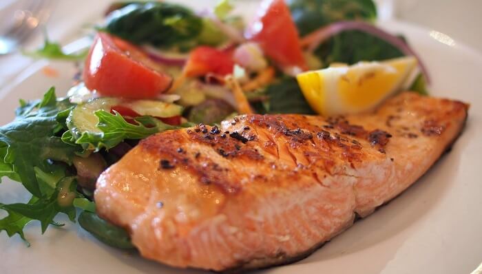 salmon and greens on plate