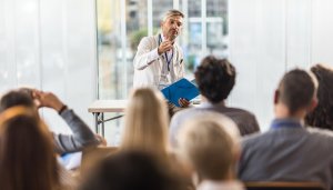 doctor speaking to audience