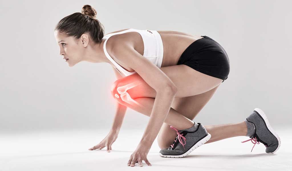 highlighting knee bones of female runner