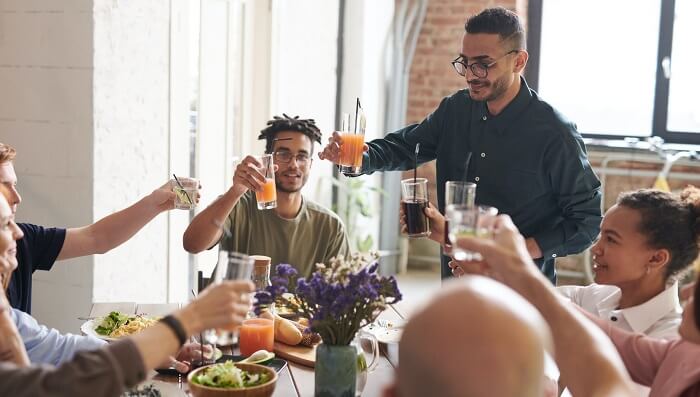 group of friends enjoying lunch