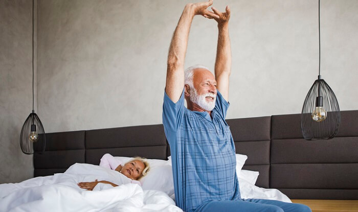 senior man waking refreshed