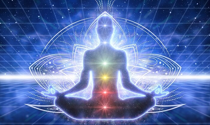 meditation graphic showing chakra colors
