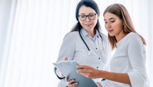 practitioner going over results with patient