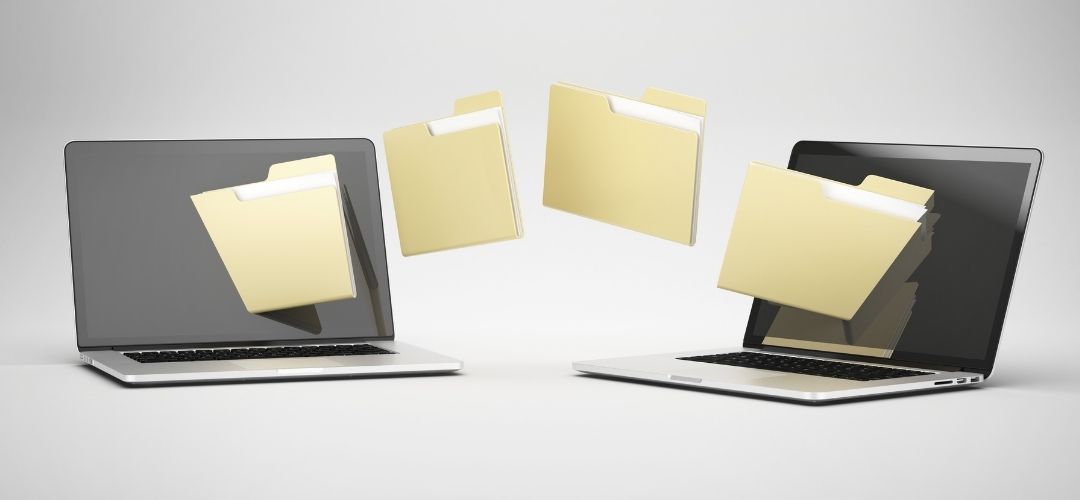 visual representation of files being transferred from one computer to another