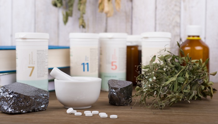 cell salt homeopathics and minerals on table