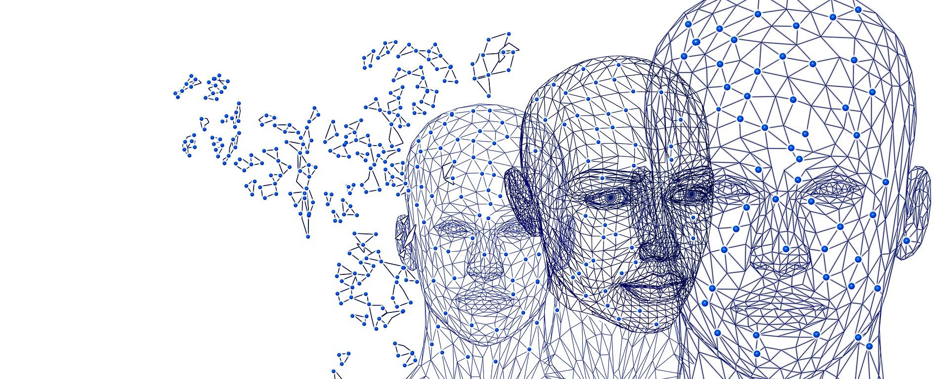 perception reframing concept - three sketched heads connected by dots