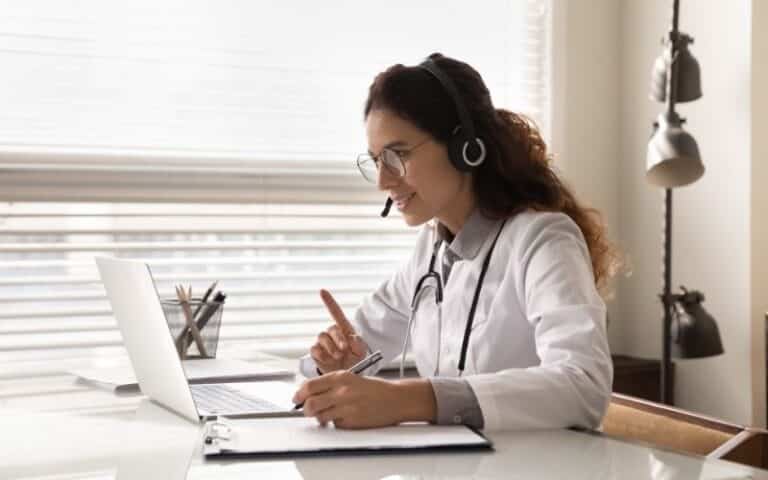 practitioner video chatting with client