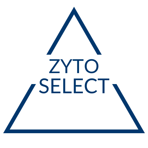 zyto select blue triangle logo on transparent background