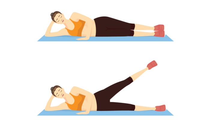 drawing of side leg stretch - hip exercises for bursitis